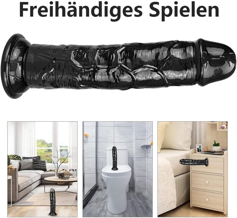 Óriási 25cm-es Fekete Realisztikus Dildó Tapadókoronggal - XXL Méretű G-pont és Anális Stimuláló
