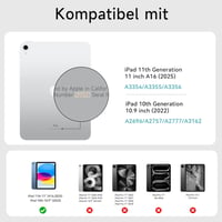 HOU Slim Bluetooth Billentyűzetes Tok iPad 11. Generációhoz (2025 A16) és 10. Generációhoz (2022) - Műbőr Dizájn, Ergonomikus, QWERTZ, Feket 2