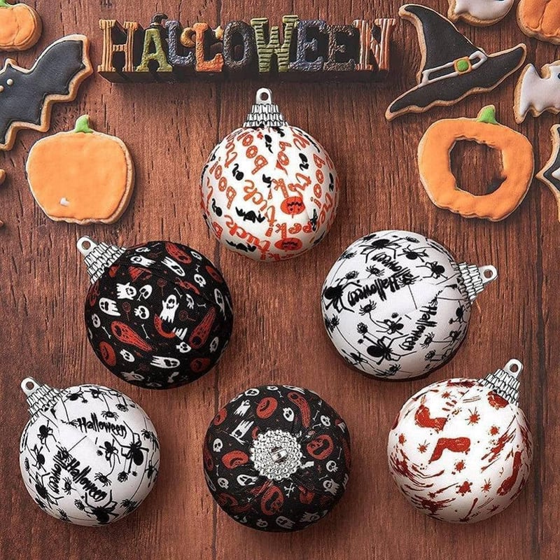Halloween Függődísz Szett - 16 db Tökös, Pókos, Szellemes Golyó Dekoráció
