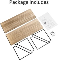 Afuly Rusztikus Fali Polc Szett - Natúr Fa és Fekete Fém Kombinációja - 2 db Könnyű Polc Fürdőszobába, Nappaliba, Konyhába - 40x15,5 cm 9