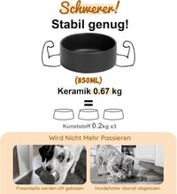 SPUNKYJUNKY Kerámia Emelt Etetőtál Szett Bambusz Állvánnyal Kutyáknak és Macskáknak - 850ml Fekete 5
