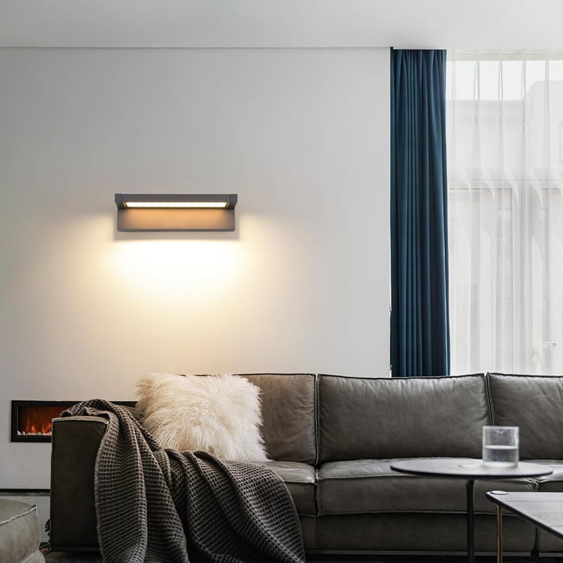 KUKAK 36W LED Kültéri Fali Lámpa, IP65 Vízálló, 3000K Meleg Fehér, 350° Forgatható Panel, Alumínium, Sötétszürke - Kerthez, Teraszhoz, Erkél