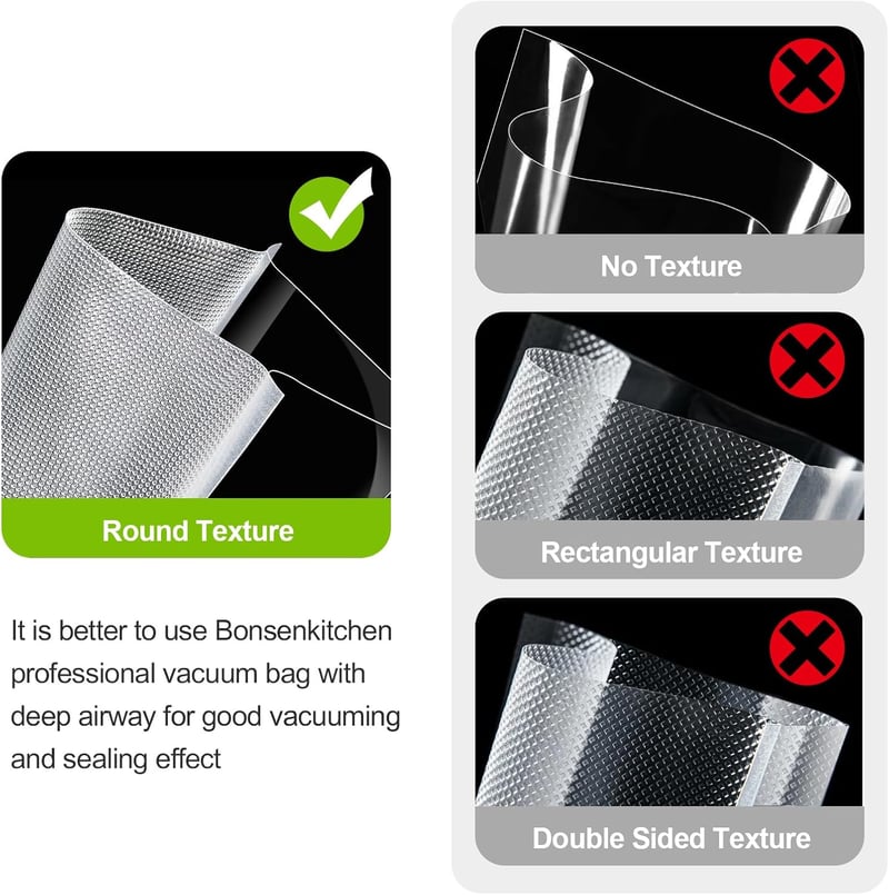 Bonsenkitchen VS3802 Fekete Vákuumfóliázó Gép Sous Vide-hoz, Vágóval és Kiegészítőkkel