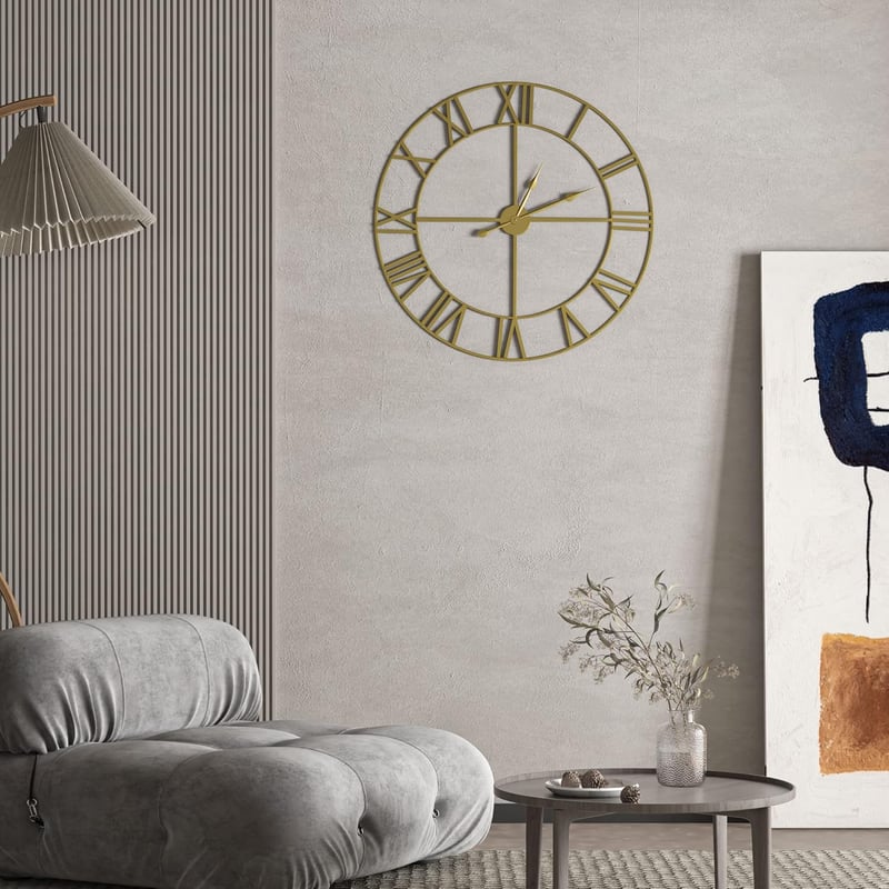 HAITANG Vintage Fém Falióra - 60 cm, Fekete, Római Számokkal, Csendes Működés, Nappali, Hálószoba, Konyha Dekoráció