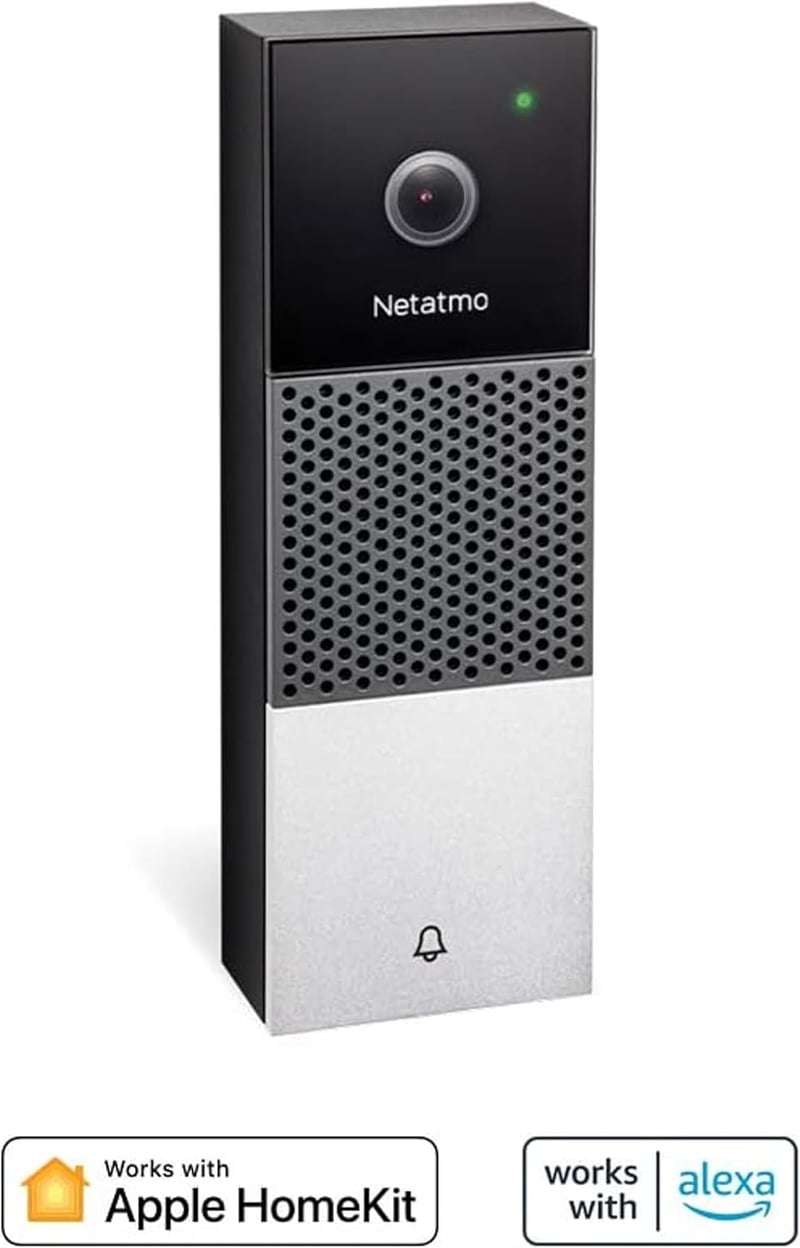 Netatmo Smart Video Doorbell WiFi-s okos videó kaputelefon, kétirányú hanggal, személyérzékeléssel, előfizetés nélkül, 1080p HD, éjjellátó, 