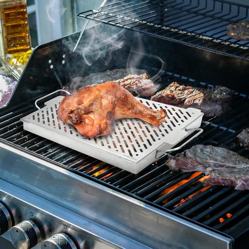 OnlyFire füstölő grillserpenyő vízadagolóval, gáz- és faszenes grillhez