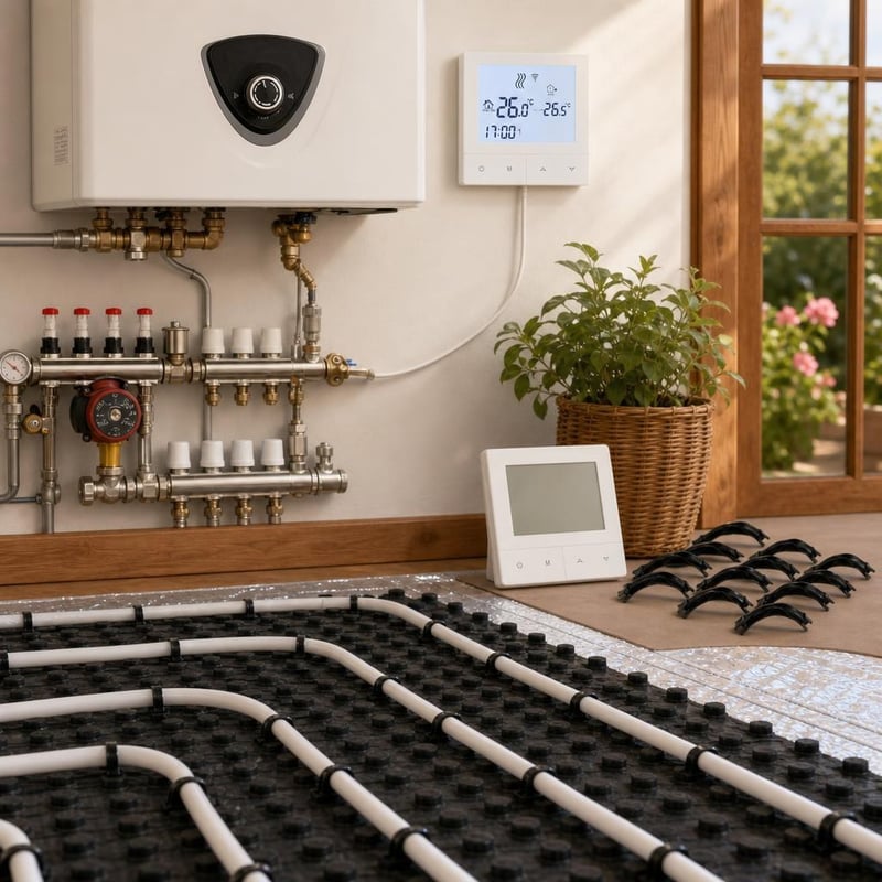 Set za podno grijanje: 10x kutni nosač cijevi + 1x WiFi pametni termostat