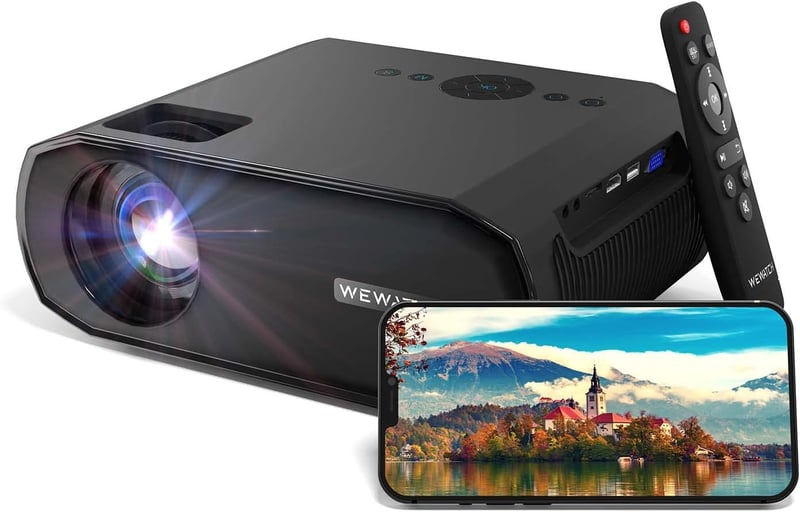 WEWATCH V50 Pro Mini Projektor Full HD 1080P Natív Felbontással, 5G WiFi, Bluetooth, 16500 Lumen, 200" Vetítési Méret, HDMI/USB/VGA Csatlako
