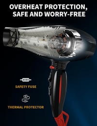 Professional Hair Dryer 2400W Ionos Hajszárító Diffúzorral - 40 Millió Negatív Ion, 3 Hőfokozat, 2 Sebesség, Gyors Szárítás, Fényes Haj, Fek 5
