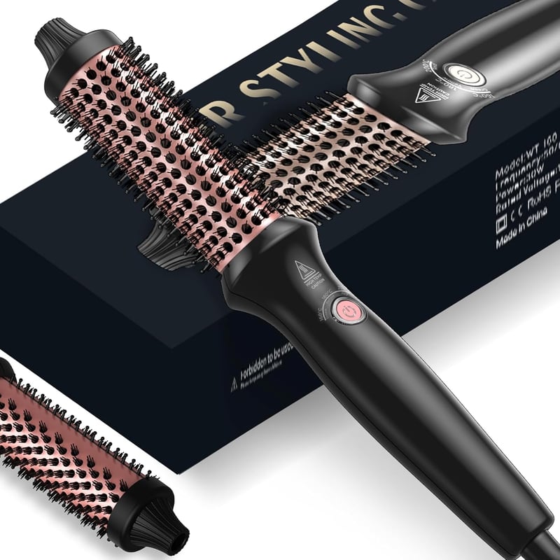 UKLISS 3 az 1-ben Hőformázó Kefe 32mm - Elektromos Hajformázó 160-230°C LCD Kijelzővel, Göndörítő és Egyenesítő Funkció, Könnyű Utazó Méret