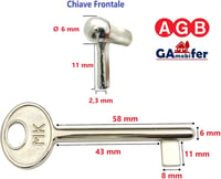 GAMOBIFER Passepartout Kulcs AGB Belső Zárakhoz - Nikkelezett Fém, 6mm, PATENT/CENTRO/POLARIS/MEDIANA EVOLUTION Sorozatokhoz, 2db 5