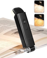 DEWENWILS Újratölthető Olvasólámpa Könyvcsipesszel - Borostyán Fény Kék Fény Szűrővel, 4 Fényerősség, USB Tölthető, Könnyű Hordozható Könyvj 1