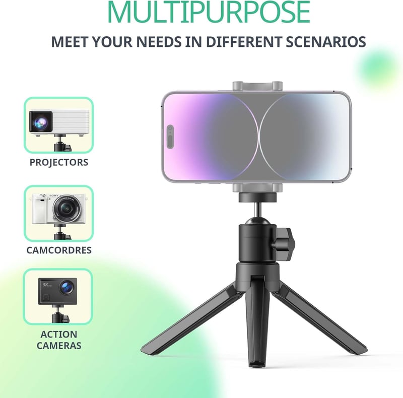 YOTON YT10 Mini Projektor Állvány - 360° Forgatható Gömbfejjel, Kamerához, Webkamerához - Könnyű Alumínium Tripod 3 Font Teherbírással