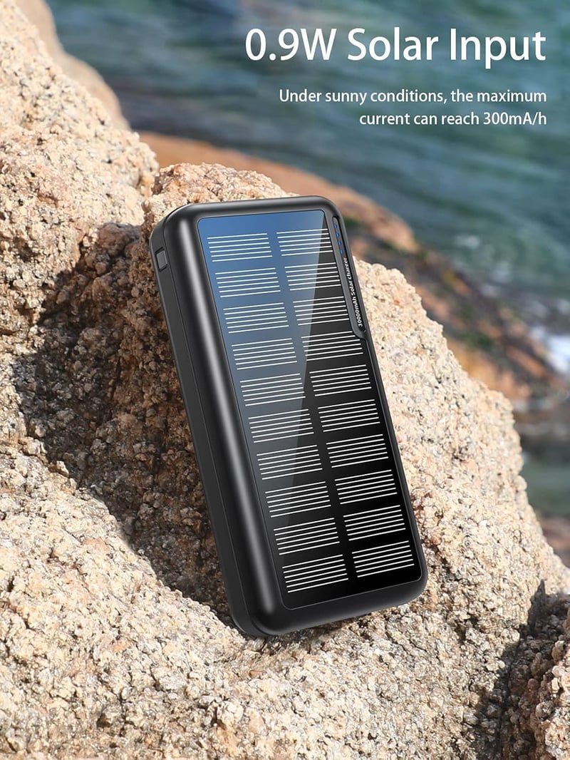 Napelemes PowerBank 48000mAh - Gyorstöltő külső akkumulátor 2 USB kimenettel