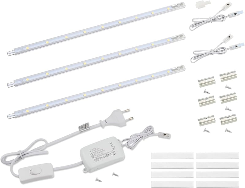 da LIGHT LED Szalagfény Konyhapult Világítás 5W 400lm Hideg Fehér 3x26cm Bővíthető