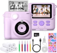 FUNKAM Gyerek Instant Fényképezőgép 1080P, 2,4" Kijelző, Nyomtatópapírral és 32GB Kártyával, 3-12 Éveseknek 1