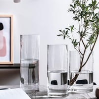 TSKDKIT Kézzel Fújt Üveg Virágváza - 20 cm Magas Kristály Váza, Henger Alakú Gyertyatartó, Növénytartó Otthoni és Irodai Dekorációhoz, Ajánd 3