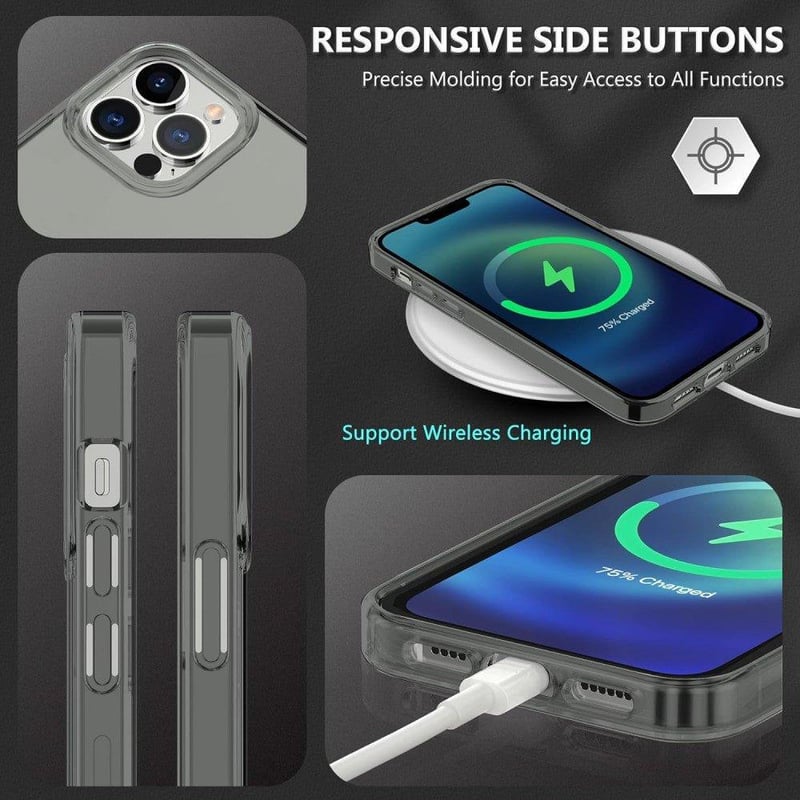 Apple iPhone 13 Pro Max Szürke Áttetsző Szilikon Tok Beépített Képernyővédővel