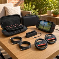 Konzolkaland: Switch 2 táska + 24 db kártyatartó + 2× 60 W/1,5 m USB-C kábel + dokkhosszabbító + 2 Joy-Con 1