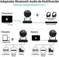 1Mii B03 Bluetooth 5.0 adó-vevő TV-hez - 50m hatótáv, kettős kapcsolat, HiFi hangminőség, alacsony késleltetés, optikai és AUX csatlakozás 2