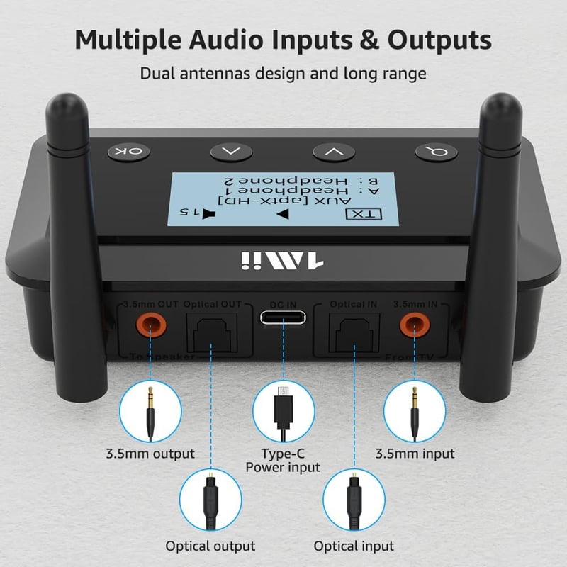 1Mii B03+ Bluetooth 5.3 Adapteradó-Vevő TV és Sztereóhoz, Hosszú Hatótáv