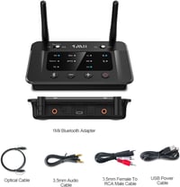 1Mii B03 Bluetooth 5.3 adó-vevő TV-hez, aptX HD alacsony késleltetésű adapter 2 fejhallgatóhoz, nagy hatótávolság, optikai/AUX/RCA csatlakoz 8