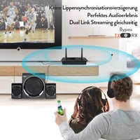 1Mii B03 Bluetooth 5.3 adó-vevő TV-hez, aptX HD alacsony késleltetésű adapter 2 fejhallgatóhoz, nagy hatótávolság, optikai/AUX/RCA csatlakoz 4