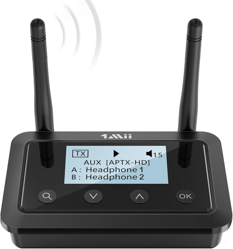 1Mii B03+ Bluetooth 5.3 TV Adó-Vevő LCD Kijelzővel - HiFi Audió Adapter 3.5mm AUX/Optikai Csatlakozással, Alacsony Késleltetésű aptX HD, 2 F