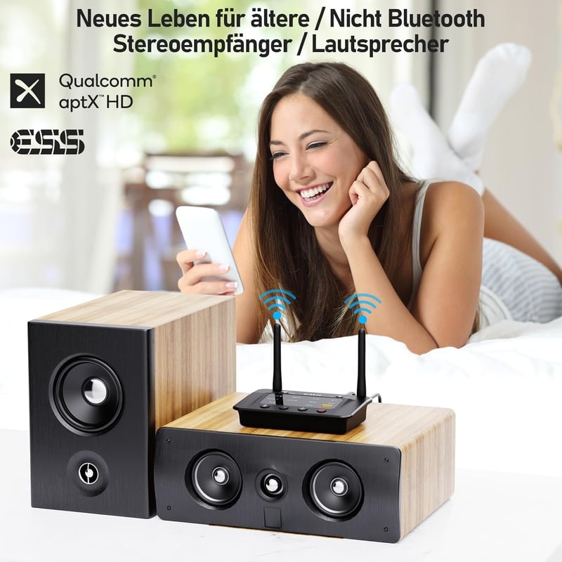 1Mii B03Pro Bluetooth 5.3 adó-vevő 2 fejhallgatóhoz, HiFi adapter DAC-kal