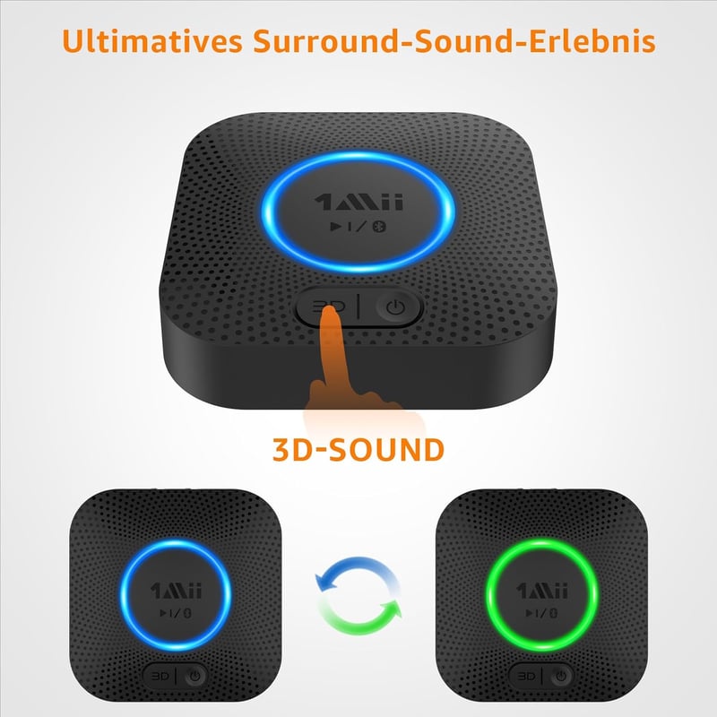 1Mii B06 Plus Bluetooth HiFi Vevő - Vezeték Nélküli Audio Adapter aptX HD/Adaptive Bluetooth 5.3 Technológiával, 3D Surround Hangzással, 50m