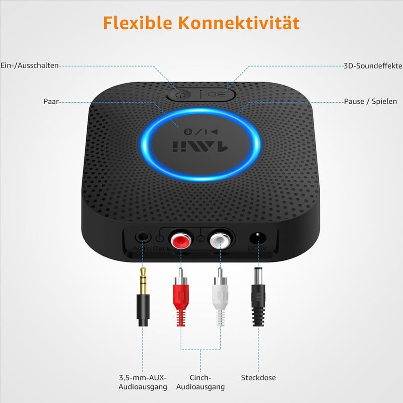 1Mii B06 Plus Bluetooth HiFi Vevő - Vezeték Nélküli Audio Adapter aptX HD/Adaptive Bluetooth 5.3 Technológiával, 3D Surround Hangzással, 50m