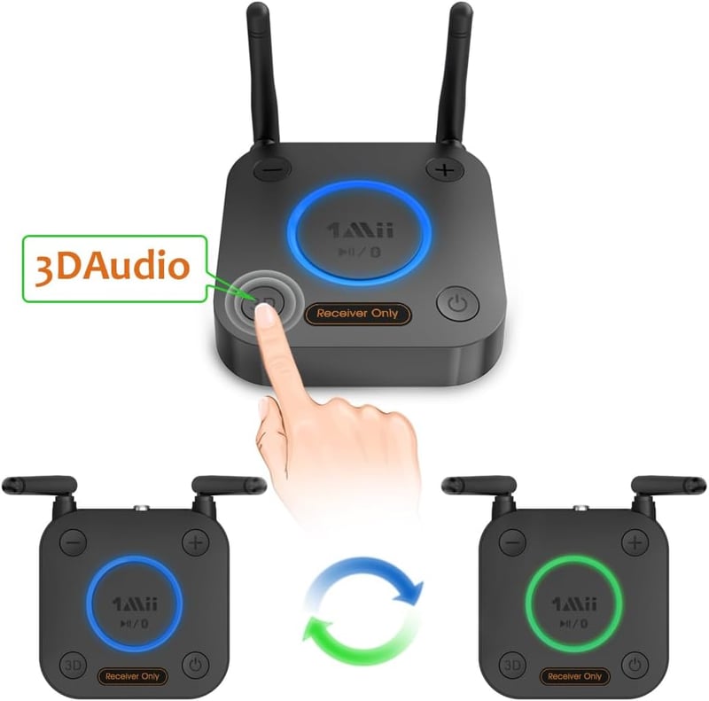 1Mii B06Pro Bluetooth vevő 60m hatótávval - HiFi 3D hangzás, optikai/AUX/koaxiális csatlakozás, hangerőszabályzás, kék