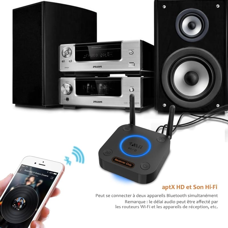1Mii B06Pro Bluetooth vevő 60m hatótávval - HiFi 3D hangzás, optikai/AUX/koaxiális csatlakozás, hangerőszabályzás, kék