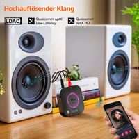 1Mii B06S Plus Bluetooth 5.3 HiFi audió vevő LDAC aptX HD és LL RCA és 3,5 mm jack hangerőszabállyal sztereó hangszóróhoz és erősítőhöz 2