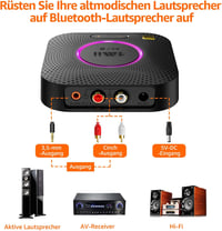 1Mii B06S Plus Bluetooth 5.3 HiFi audió vevő LDAC aptX HD és LL RCA és 3,5 mm jack hangerőszabállyal sztereó hangszóróhoz és erősítőhöz 6