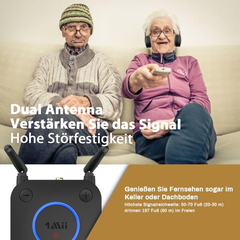 1Mii B06TX Bluetooth 5.2 adó TV-hez aptX HD és alacsony késleltetéssel, 2 fejhallgatóhoz