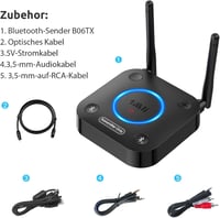 1Mii B06TX Bluetooth 5.3 TV adó - aptX Low Latency, optikai/koaxiális/3,5 mm, hangerőszabályzó 7