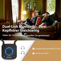1Mii B06TX Bluetooth 5.3 TV adó - aptX Low Latency, optikai/koaxiális/3,5 mm, hangerőszabályzó 3