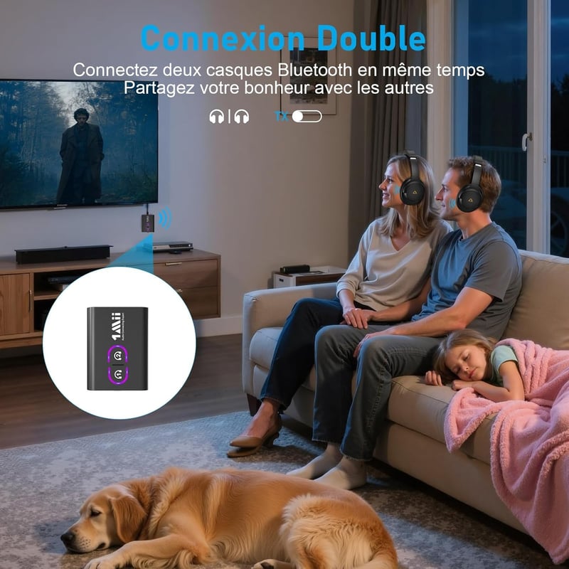 1Mii Bluetooth 5.2 Vezeték nélküli Adó-Vevő TV-hez aptX Low Latency HD Hanggal