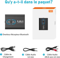 1Mii Bluetooth 5.2 Vezeték nélküli Adó-Vevő TV-hez aptX Low Latency HD Hanggal 7