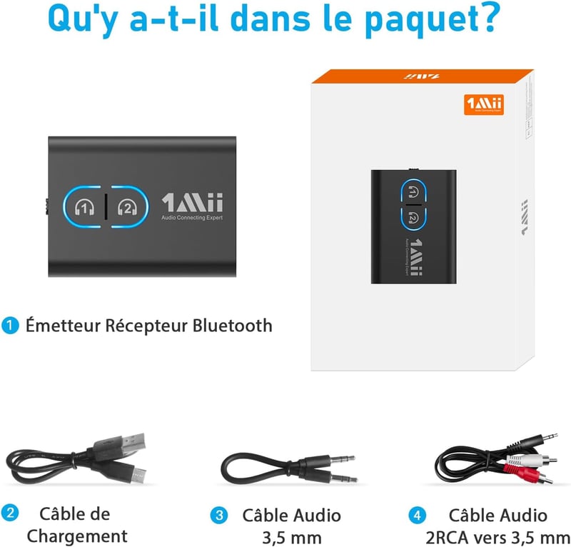 1Mii Bluetooth 5.2 Vezeték nélküli Adó-Vevő TV-hez aptX Low Latency HD Hanggal