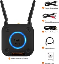 1Mii Bluetooth 5.3 HiFi vevő hanglejátszó adapter hangerőszabállyal Optikai Koaxiális AUX RCA aptX alacsony késleltetés 60m erősítőhöz 9