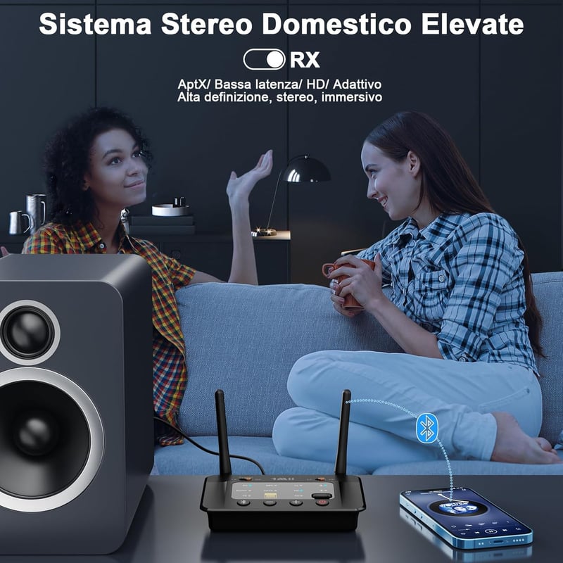 1Mii Bluetooth 5.3 TV Adó 2 Fejhallgatóhoz - HiFi Audió Adapter aptX-LL/HD Támogatással, ESS DAC Chippel, Optikai/3.5mm/RCA Csatlakozással, 