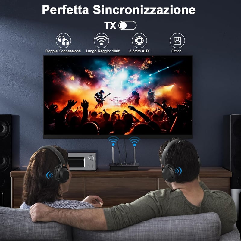 1Mii Bluetooth 5.3 TV Adó 2 Fejhallgatóhoz - HiFi Audió Adapter aptX-LL/HD Támogatással, ESS DAC Chippel, Optikai/3.5mm/RCA Csatlakozással, 