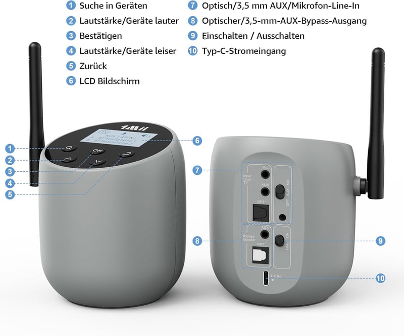 1Mii DS70 Bluetooth audio adó TV-hez vezeték nélküli fejhallgatóhoz aptX HD