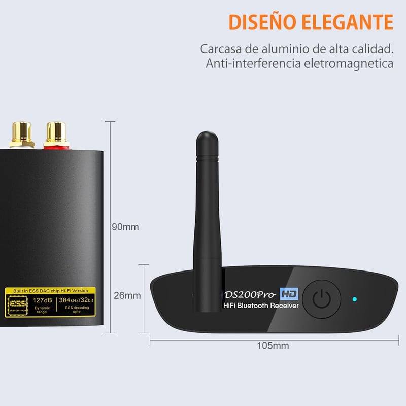 1Mii Lavaudio DS200Pro Bluetooth 5.0 HiFi vevőegység sztereó rendszerekhez - AptX HD és LDAC támogatás, RCA/optikai kimenet, 30m hatótáv