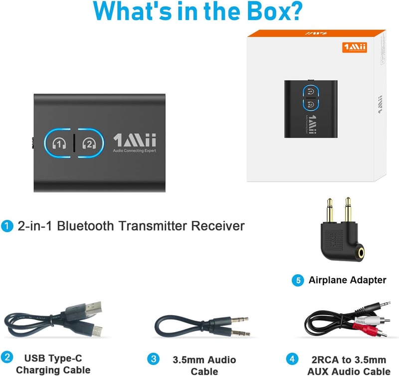 1Mii ML300 Bluetooth 5.3 Adapter aptX HD Vezeték Nélküli Adó-Vevő 2 Fejhallgatóhoz