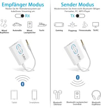 1Mii ML300 Bluetooth 5.3 Adapter Két Fejhallgatóhoz, aptX Low Latency, 3.5mm Jack Splitter 2