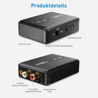 1Mii ML302+ Bluetooth 5.3 adó vevő TV és sztereóhoz, AUX 3,5 mm és RCA audio adapter, aptX LL HD Adaptive, kettős kapcsolat, 30 óra 8