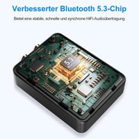 1Mii ML302+ Bluetooth 5.3 adó vevő TV és sztereóhoz, AUX 3,5 mm és RCA audio adapter, aptX LL HD Adaptive, kettős kapcsolat, 30 óra 7
